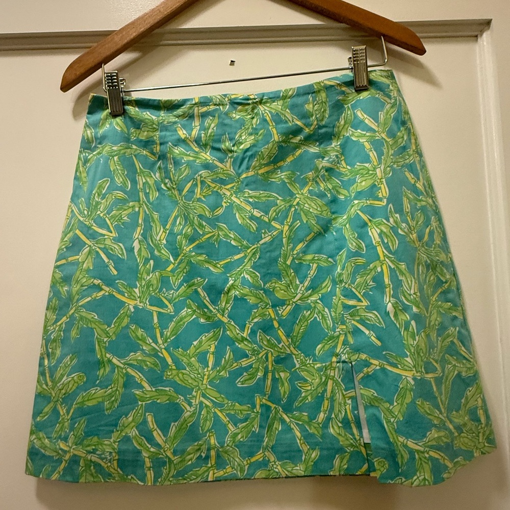 Vintage Lilly Pulitzer Green Palm Leaf Print Skirt